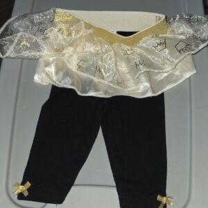(J59) Black and Gold Leggings Sz 0-3 Months